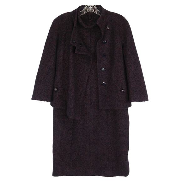 CHANEL Wool-Cashmere Tweed Mock Collar Dress & Double-Breasted Tweed Jacket Set - Picture 13 of 14